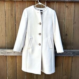 Ann Taylor Collarless Wool Blend Coat | Winter White | Size XXSP | NWT